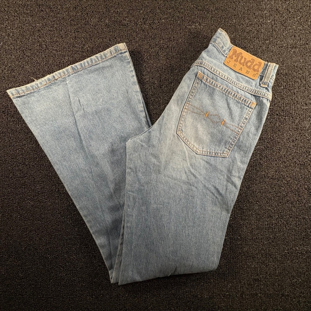 Mudd Vintage‎ Flare Cargo Jeans Womens 28 Blue Denim Y2K High Rise Baggy 90s